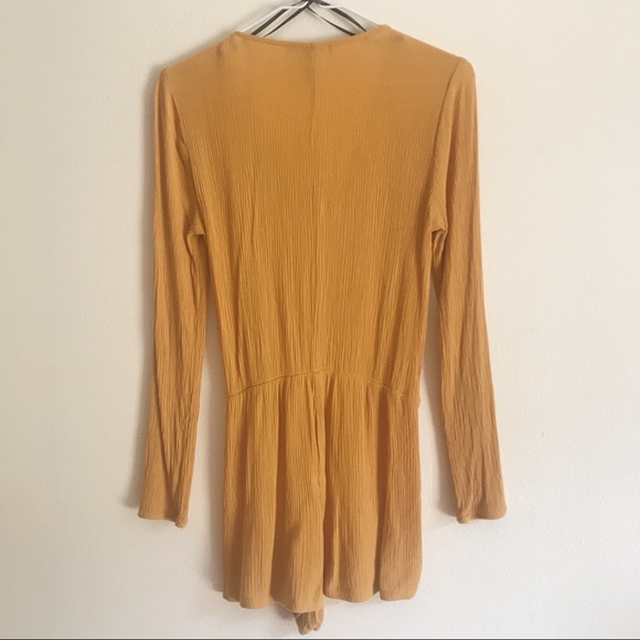 Crinkled Surplice Romper in Mustard - Picture 2 of 5